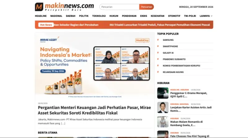 Tampilan website Makin News