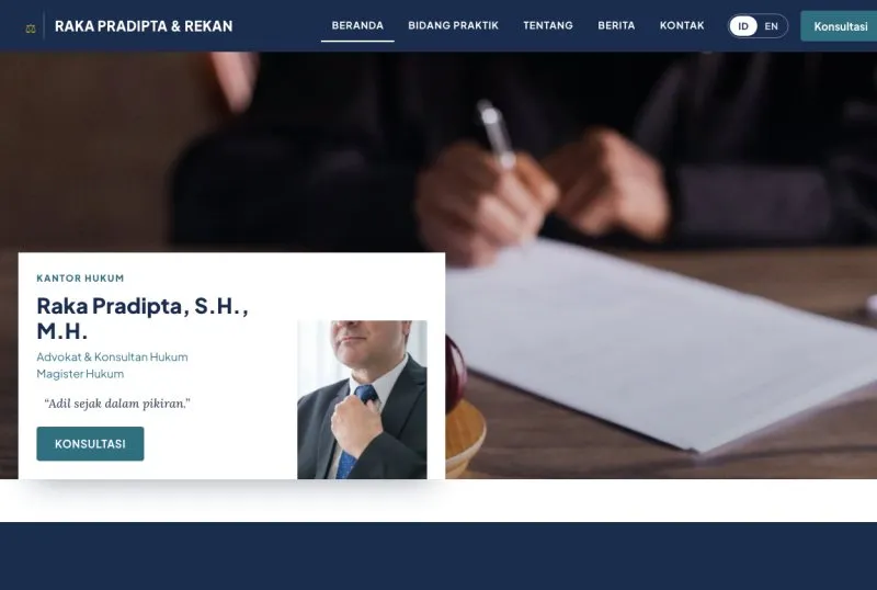 Tampilan theme WordPress Advokat & Kantor Hukum