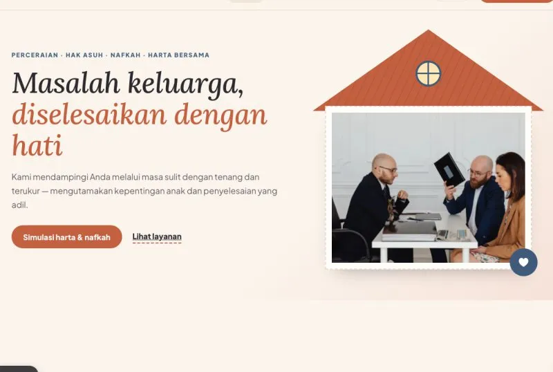 Tampilan theme WordPress Advokat Keluarga