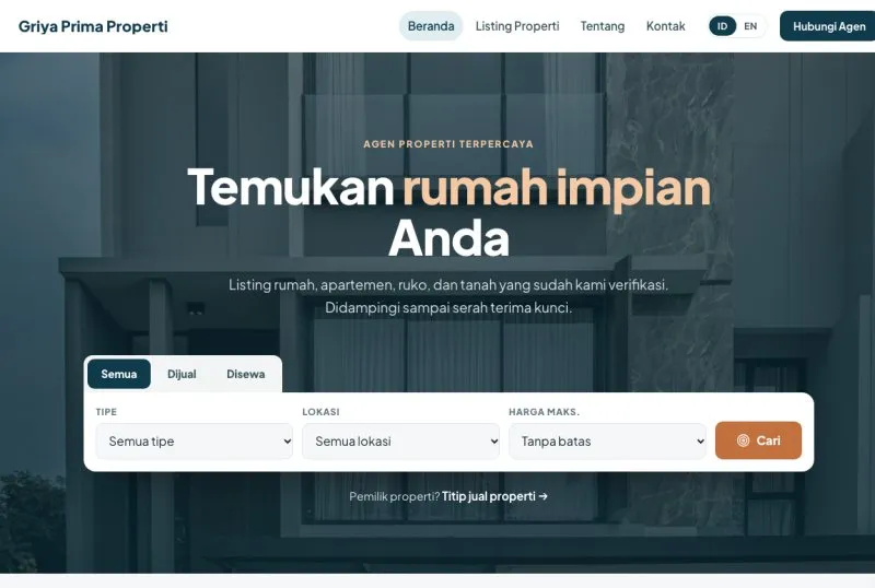 Tampilan theme Agen Properti