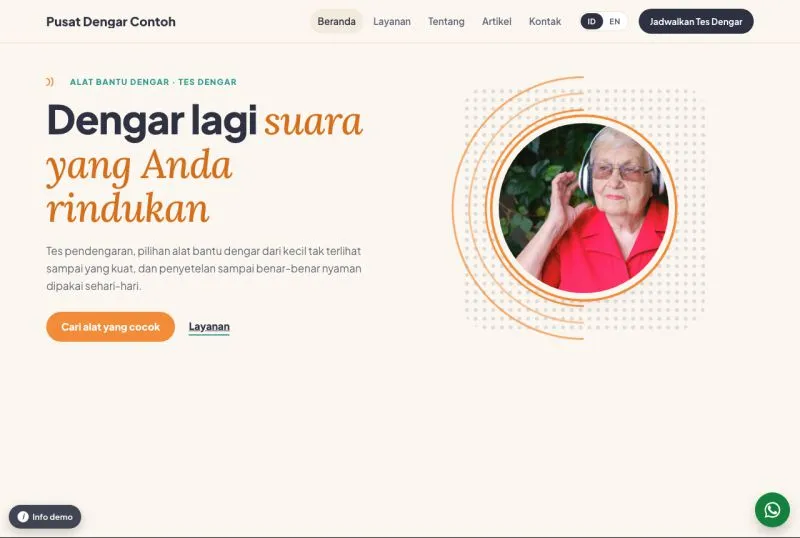 Tampilan template Pusat Alat Bantu Dengar