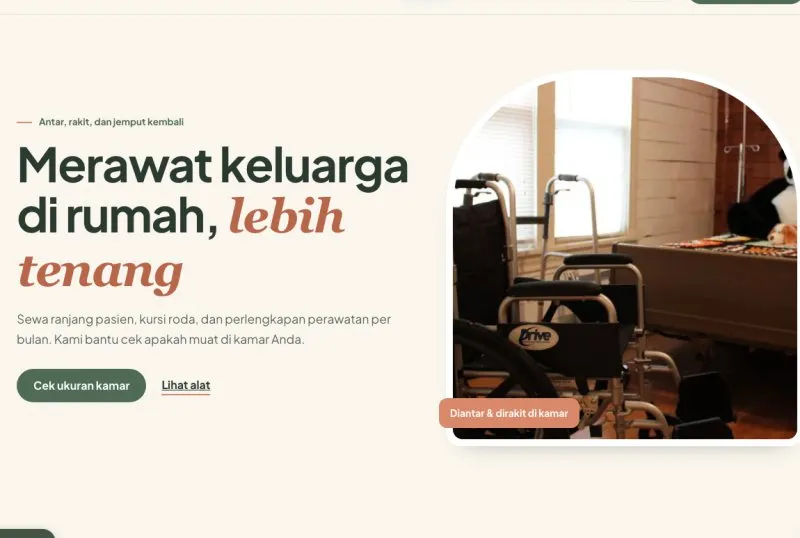 Tampilan template Sewa Alat Kesehatan