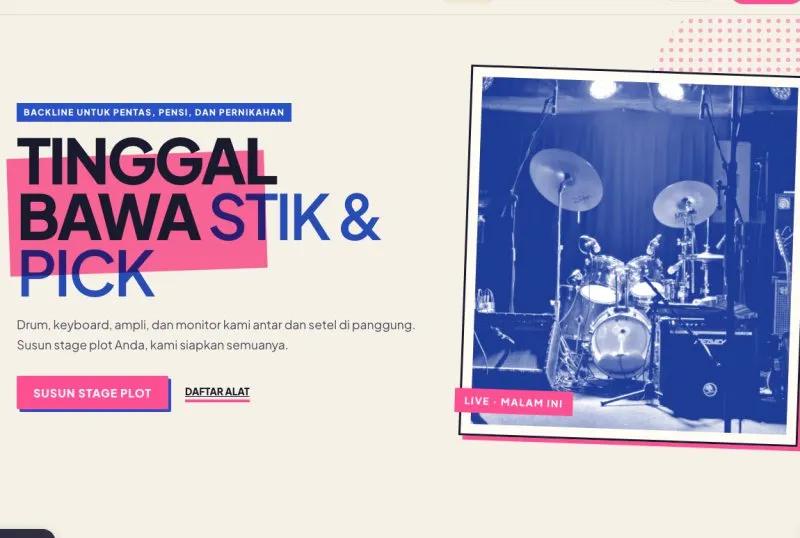 Tampilan theme WordPress Sewa Alat Musik