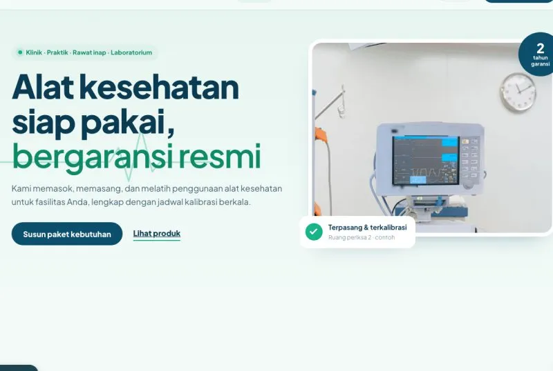 Tampilan theme WordPress Distributor Alat Kesehatan