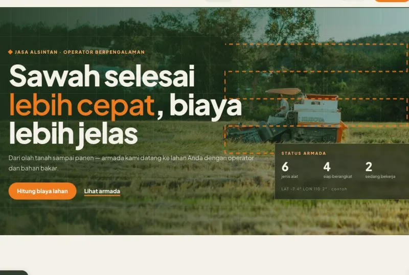 Tampilan theme WordPress Alat & Mesin Pertanian