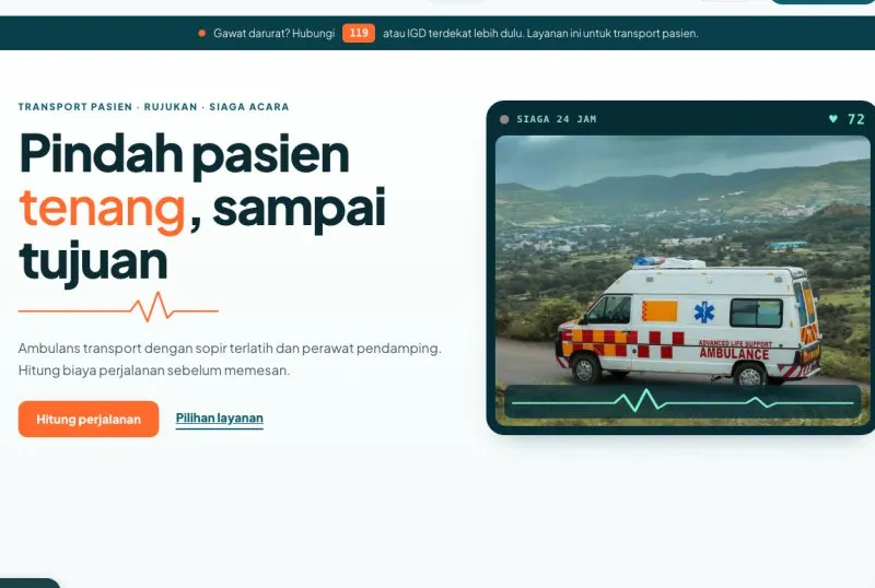 Tampilan theme Sewa Ambulans 24 Jam