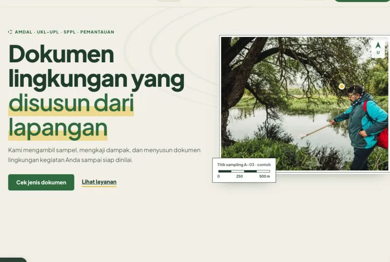 Tampilan theme WordPress Konsultan AMDAL & Lingkungan