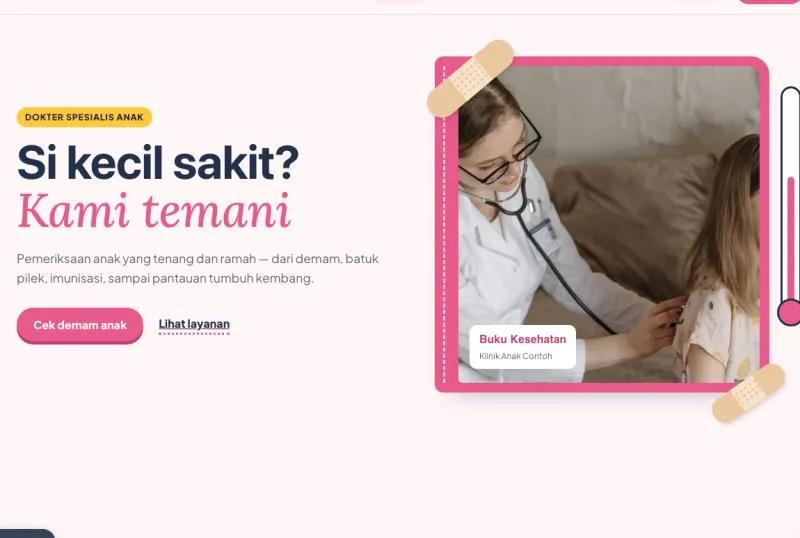 Tampilan theme WordPress Klinik Dokter Anak