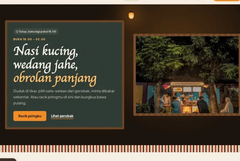 Tampilan theme WordPress Angkringan Malam