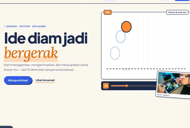 Tampilan theme WordPress Studio Animasi