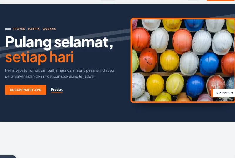 Tampilan theme WordPress Supplier APD