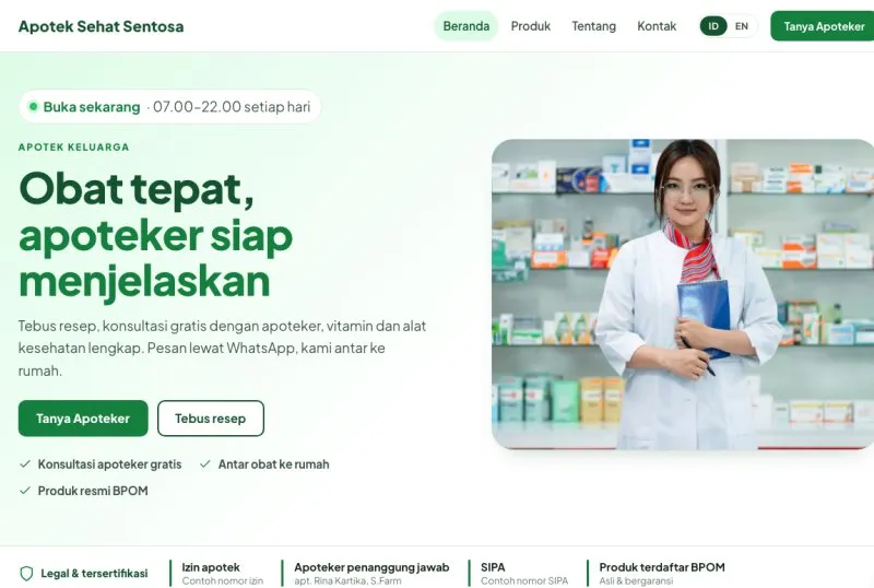 Tampilan theme Apotek