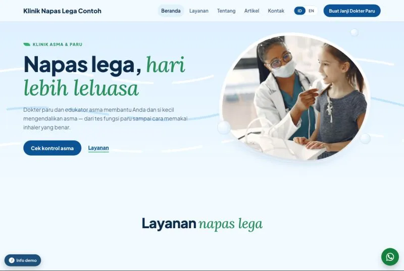 Tampilan theme WordPress Klinik Asma & Paru