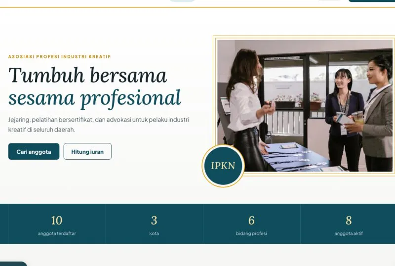 Tampilan theme Asosiasi & Organisasi Profesi
