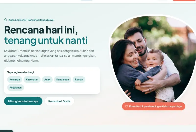Tampilan theme WordPress Agen Asuransi