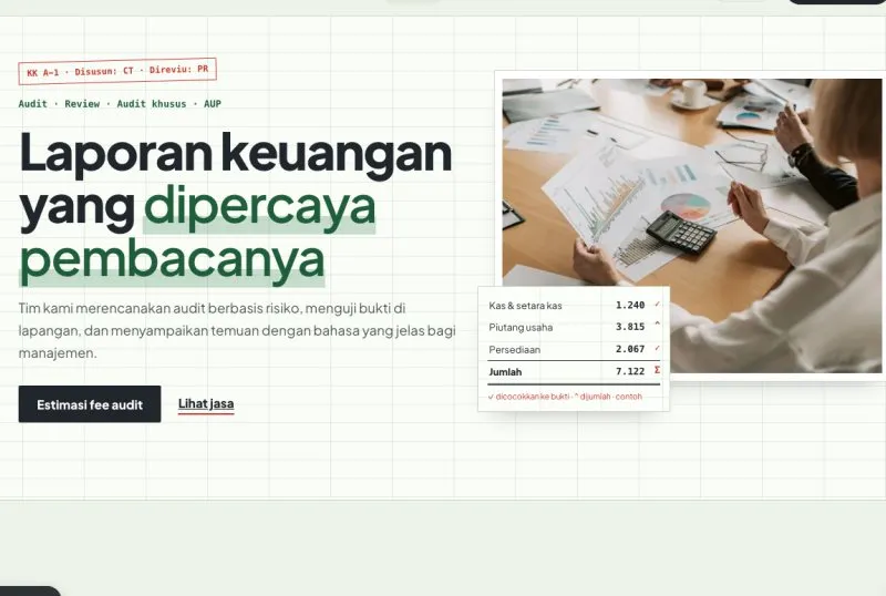 Tampilan template KAP & Jasa Audit