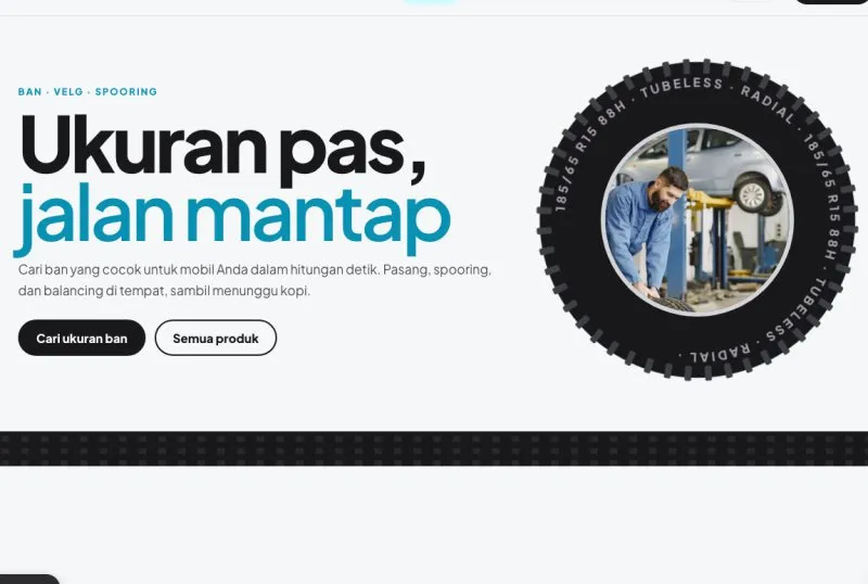 Tampilan theme Toko Ban & Velg