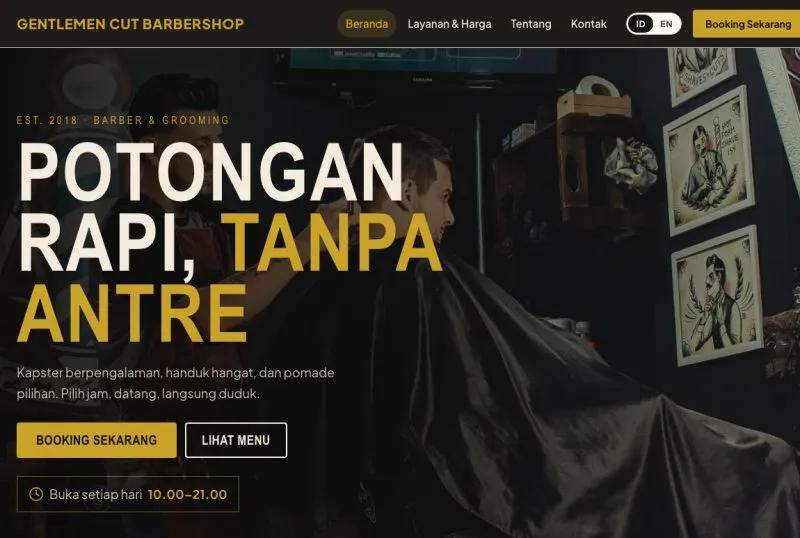 Tampilan theme Barbershop