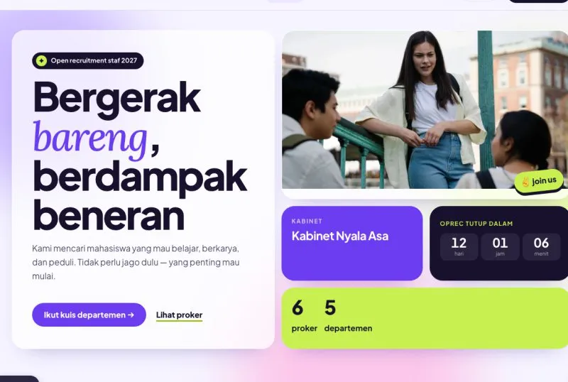 Tampilan theme Organisasi Kampus / BEM