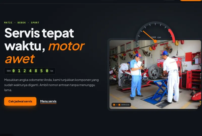 Tampilan theme Bengkel Motor