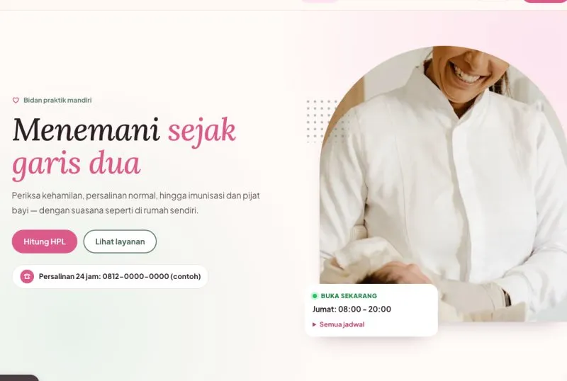 Tampilan theme Praktik Bidan Mandiri