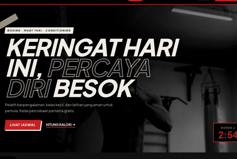Tampilan theme Boxing & Muay Thai