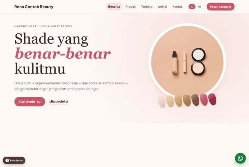 Tampilan template Brand Makeup Lokal