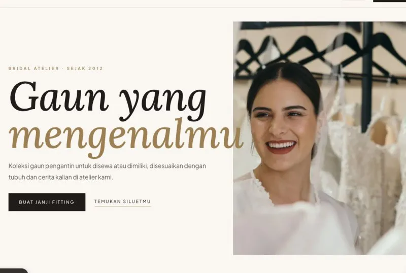 Tampilan theme WordPress Bridal & Gaun Pengantin