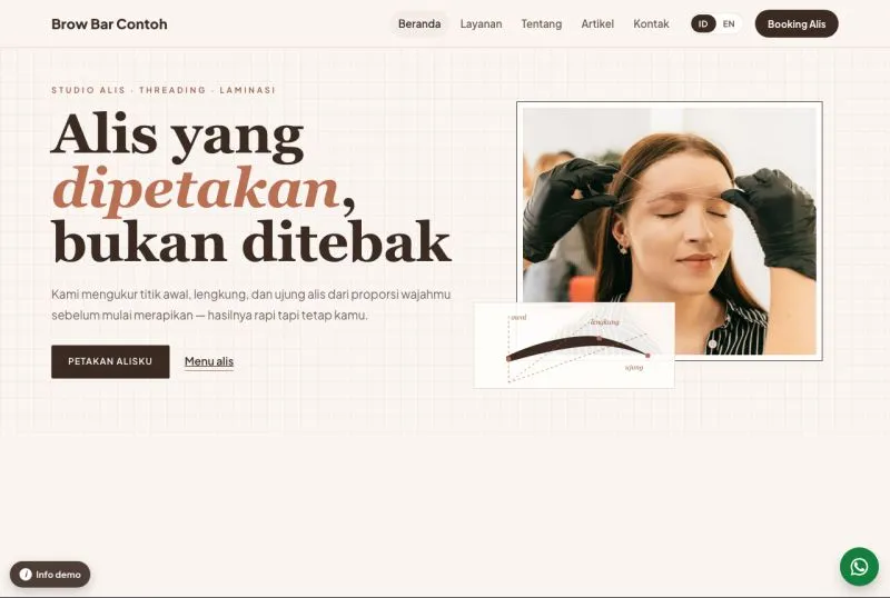 Tampilan theme WordPress Brow Bar