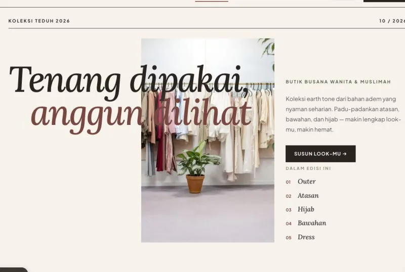 Tampilan theme Butik Fashion