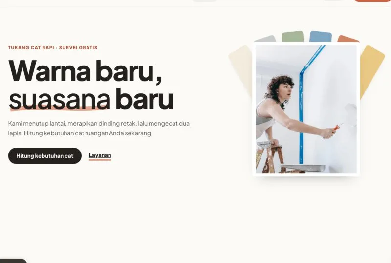 Tampilan theme WordPress Jasa Cat Rumah