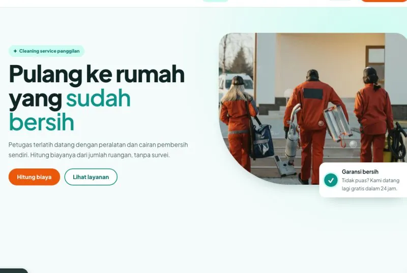 Tampilan template Jasa Kebersihan Rumah