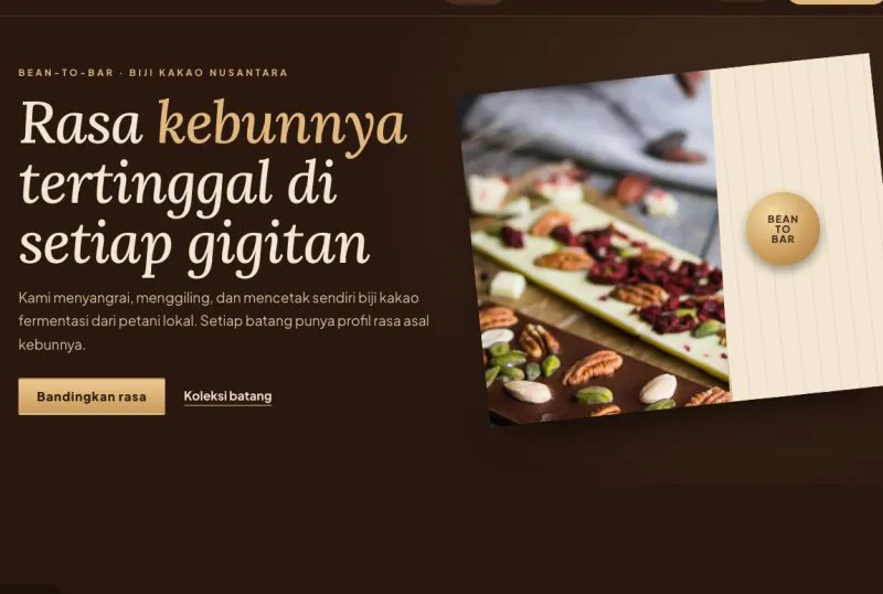 Tampilan template Cokelat Craft Bean-to-Bar