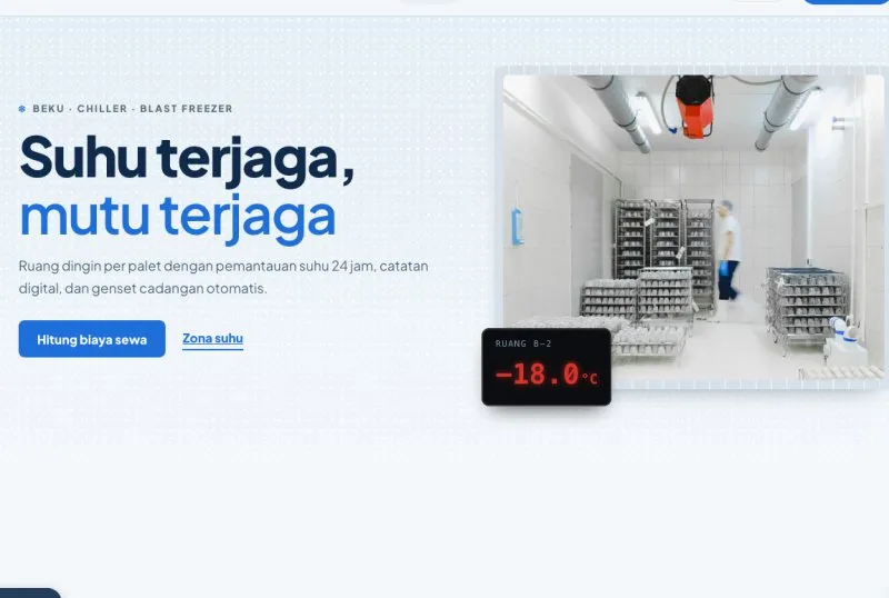 Tampilan theme WordPress Cold Storage & Gudang Beku