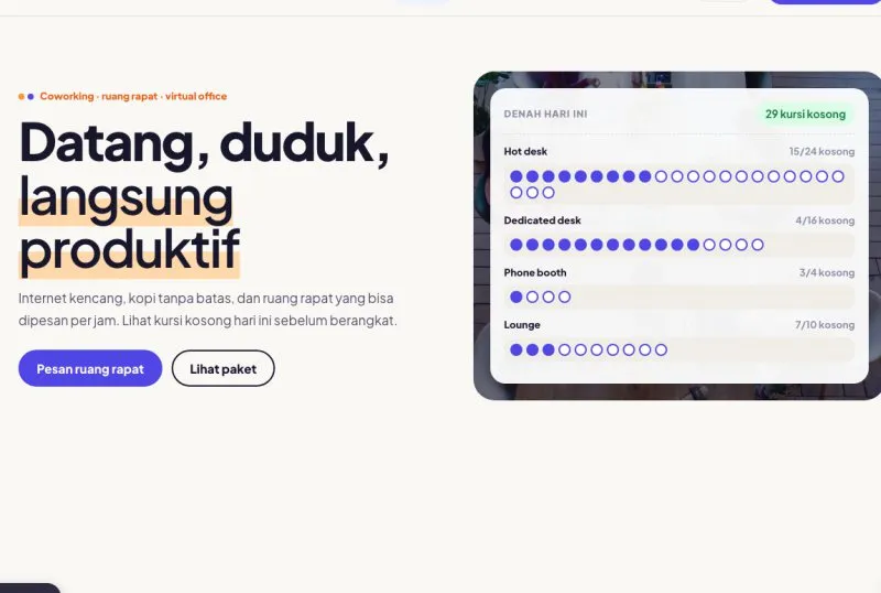 Tampilan theme Coworking Space