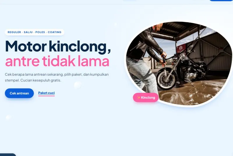 Tampilan theme WordPress Cuci Motor & Salon Motor