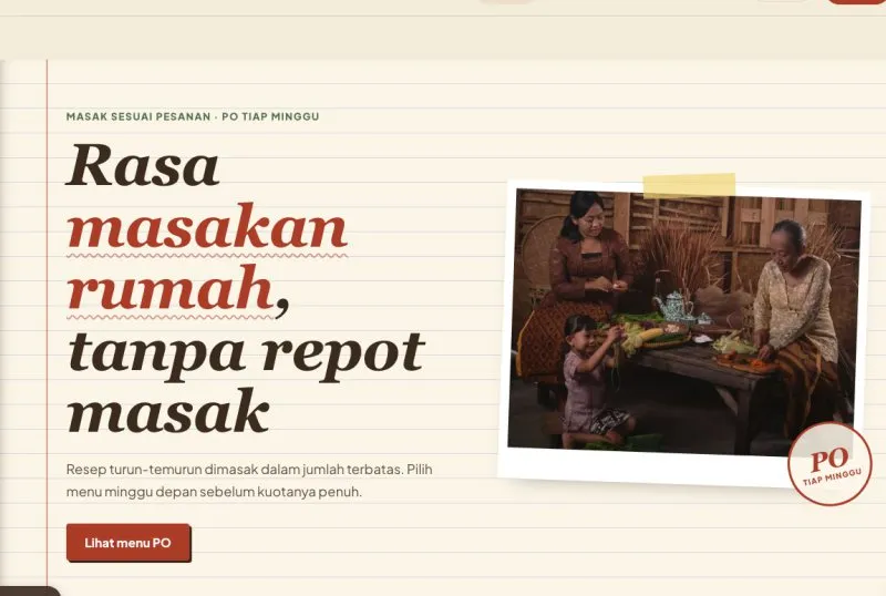 Tampilan theme Dapur Rumahan PO