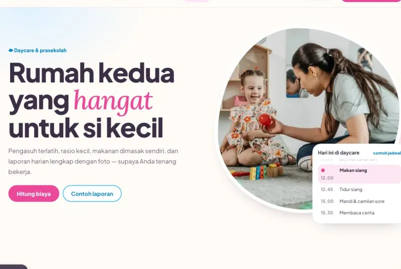 Tampilan theme WordPress Daycare
