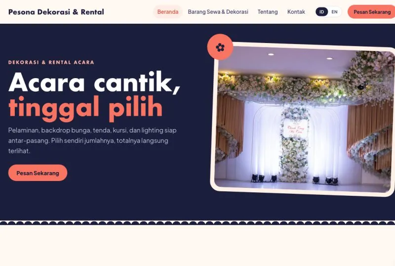 Tampilan theme Dekorasi & Sewa Perlengkapan