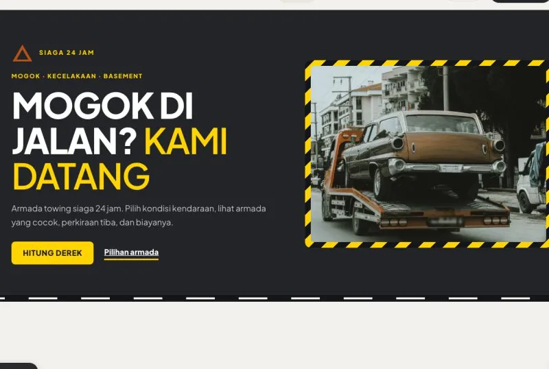 Tampilan theme WordPress Jasa Derek & Towing