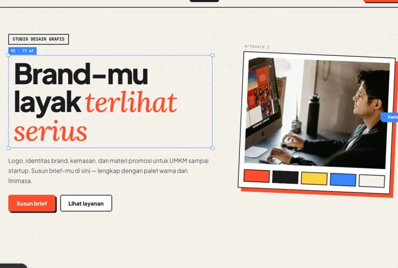 Tampilan theme Studio Desain Grafis