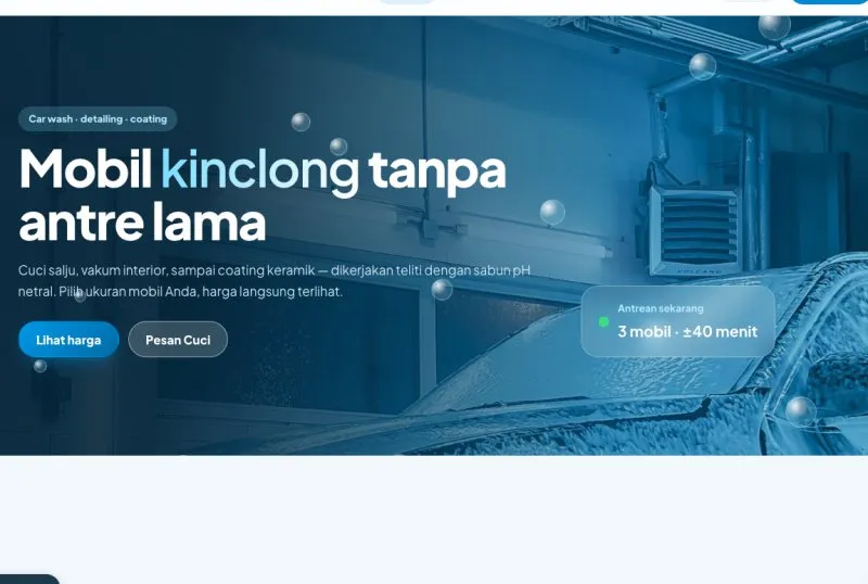 Tampilan template Cuci Mobil & Detailing