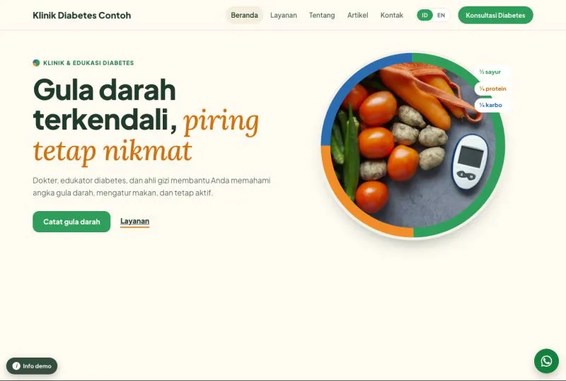 Tampilan theme WordPress Klinik Diabetes