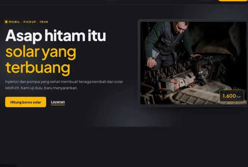 Tampilan theme Bengkel Diesel & Injektor