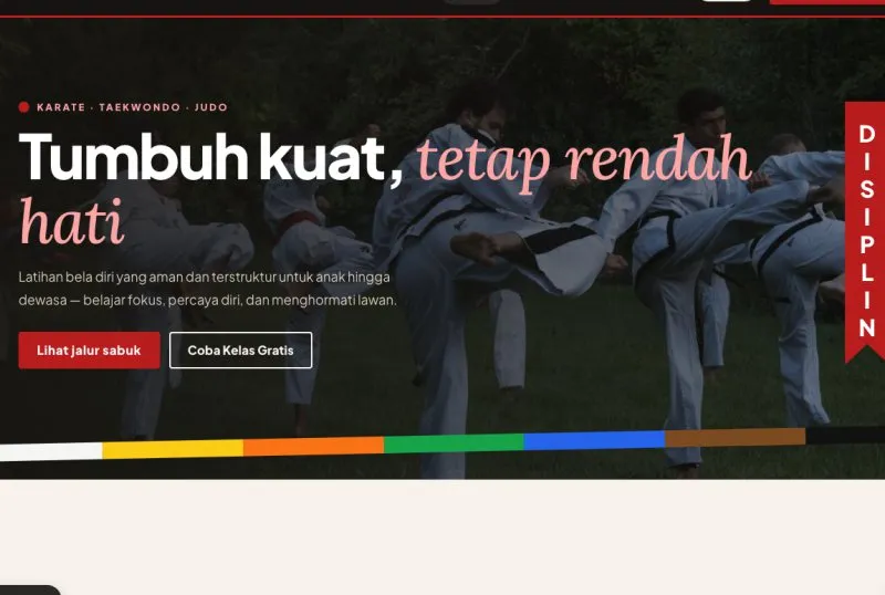Tampilan theme Dojo Bela Diri