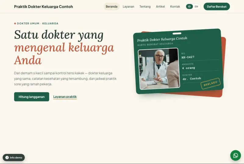 Tampilan template Dokter Keluarga