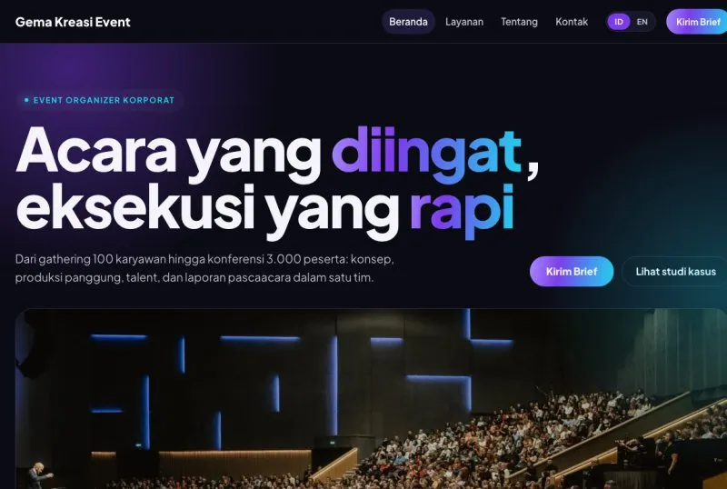 Tampilan theme Event Organizer