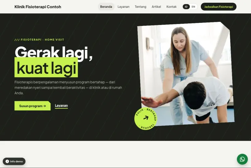 Tampilan template Klinik Fisioterapi