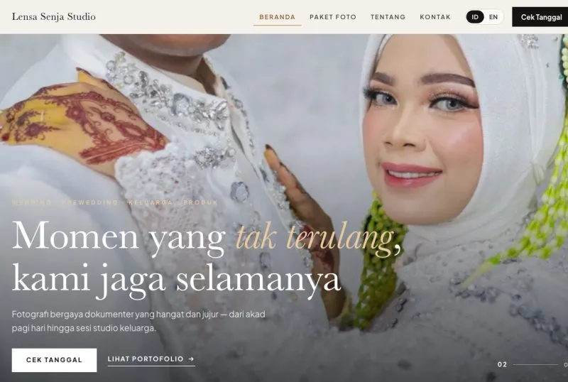 Tampilan theme WordPress Fotografer & Studio Foto