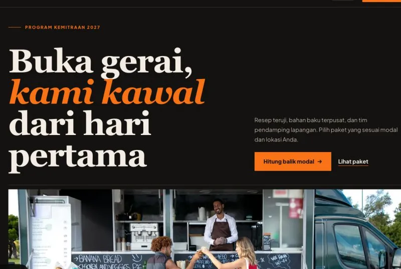 Tampilan theme Kemitraan Franchise Kuliner